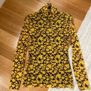 Ganni mesh floral turtleneck